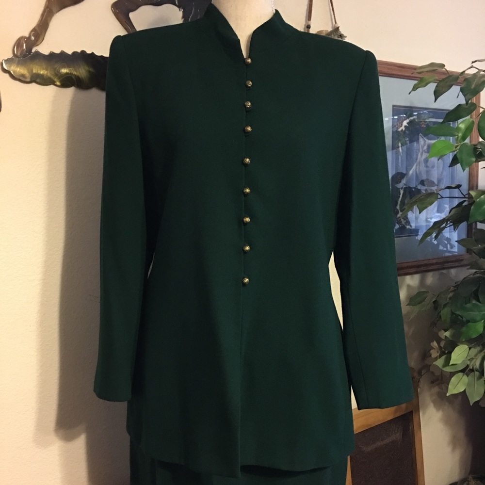 Kasper ASL green skirt button jacket set 10P